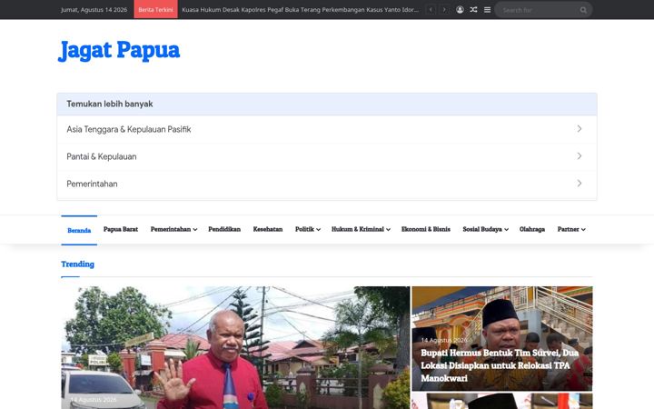 Screenshot of jagatpapua.com