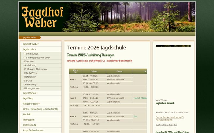 Screenshot of jagdhof-weber.de