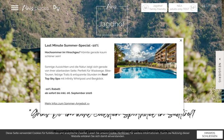 Screenshot of jagdhof.com