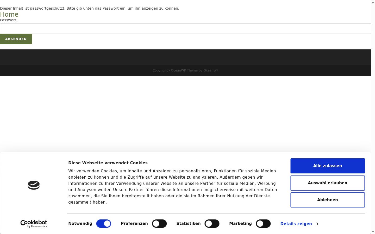 Screenshot del banner di consenso mostrato prima di qualsiasi interazione