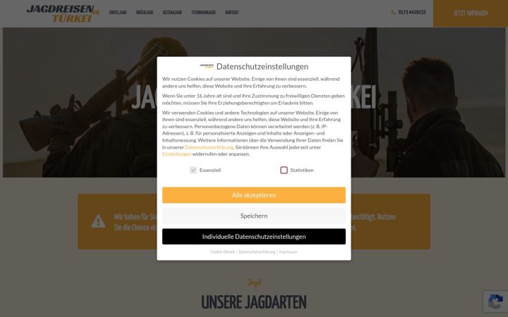 Screenshot of jagdreisen-tuerkei.de