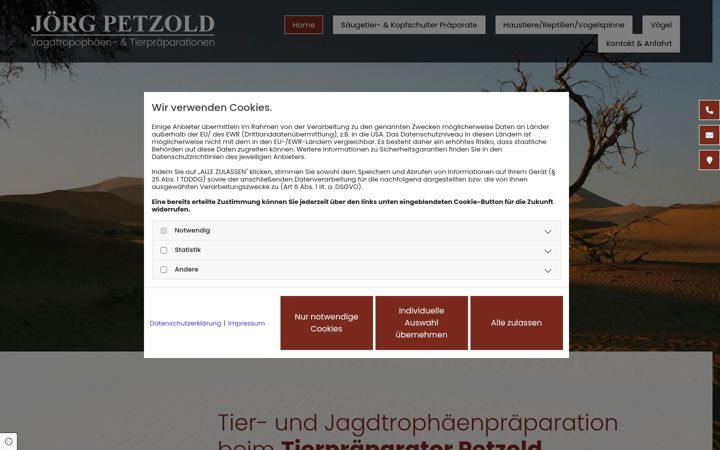 Screenshot of jagdtrophaeen-tierpraeparation-petzold.de