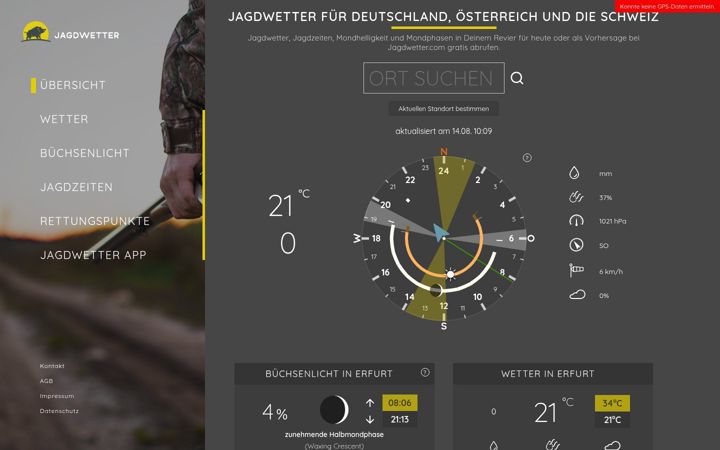 Screenshot of jagdwetter.com