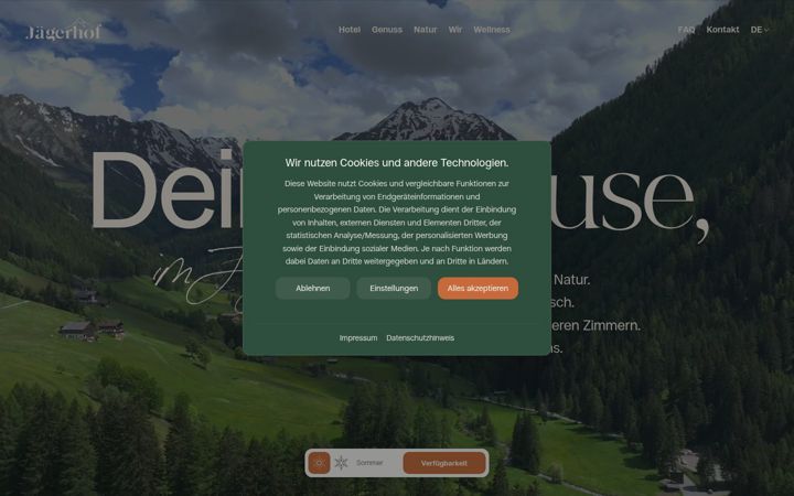 Screenshot of jagerhof.net