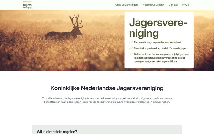 Screenshot of jagersverzekeringen.nl
