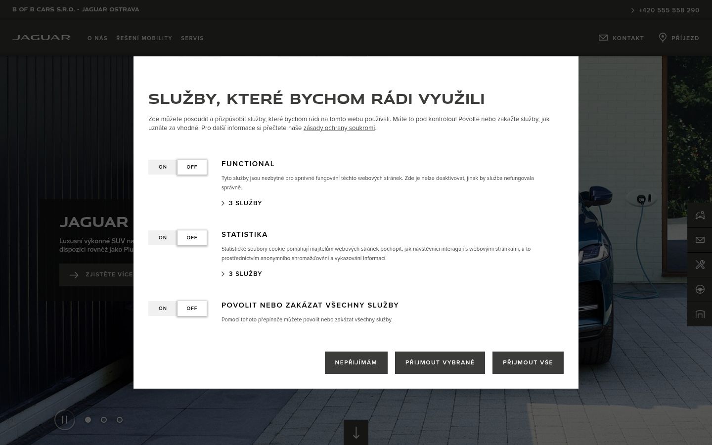 Snímek obrazovky baneru souhlasu zobrazeného před jakoukoli interakcí