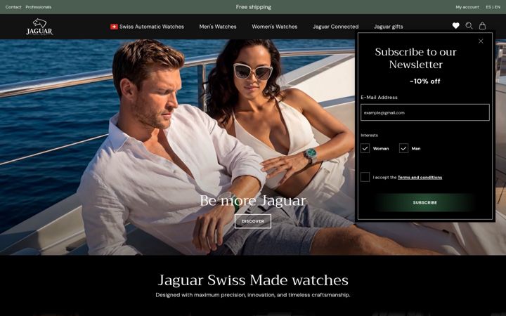 Screenshot of jaguarswisswatches.com