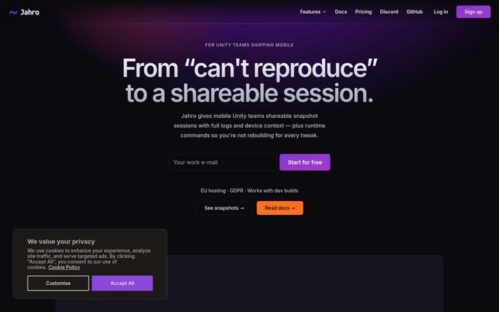 Screenshot of jahro.io