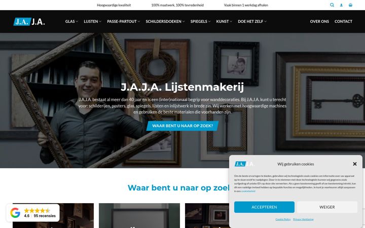Screenshot of jaja-lijstenmakerij.nl