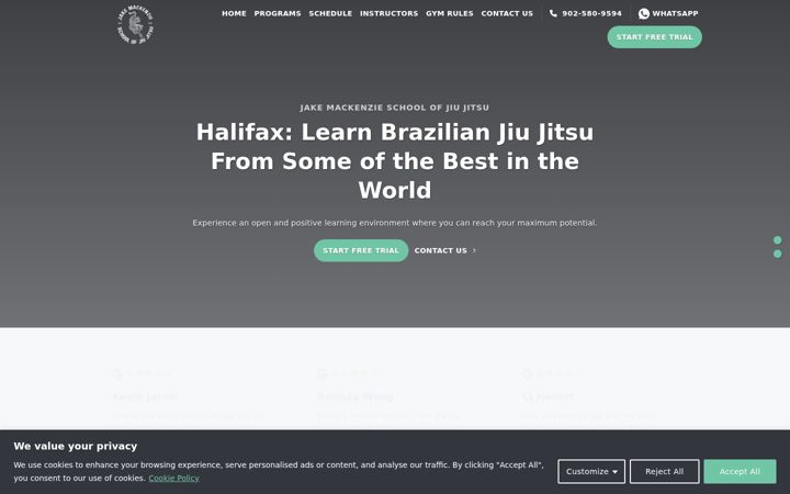 Screenshot of jakemackenziebjj.com