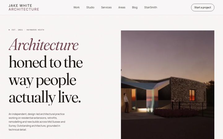 Screenshot of jakewhitearchitecture.com