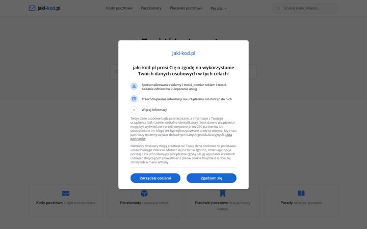 Screenshot of jaki-kod.pl