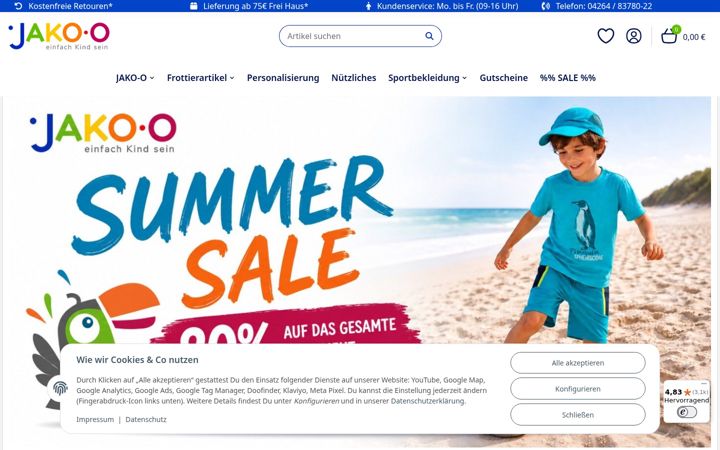 Screenshot of jako-o.com