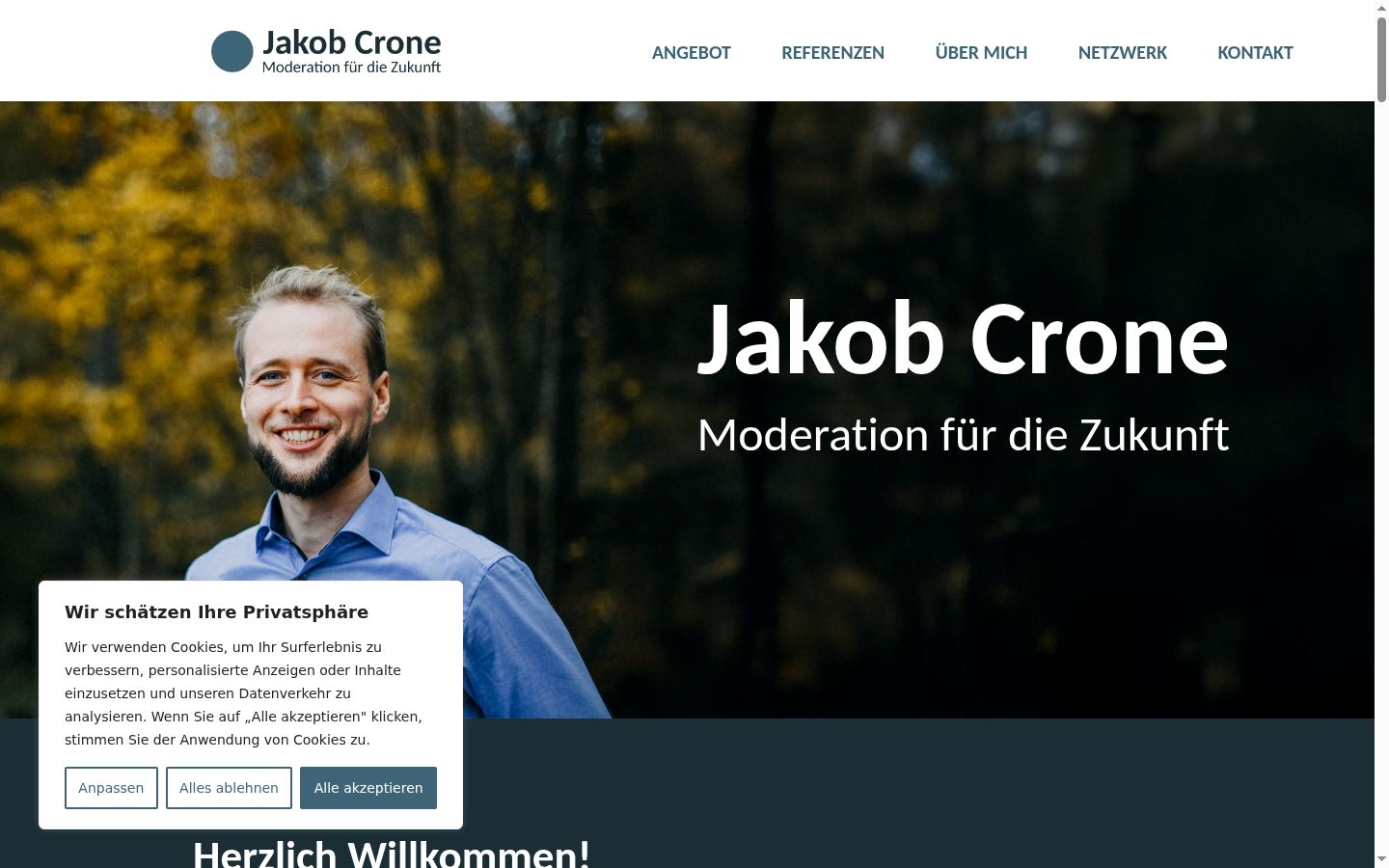 Screenshot van de toestemmingsbanner zoals getoond vóór enige interactie