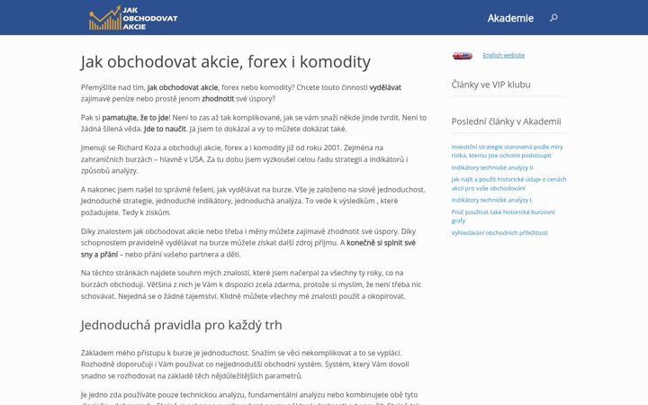 Screenshot of jakobchodovatakcie.cz