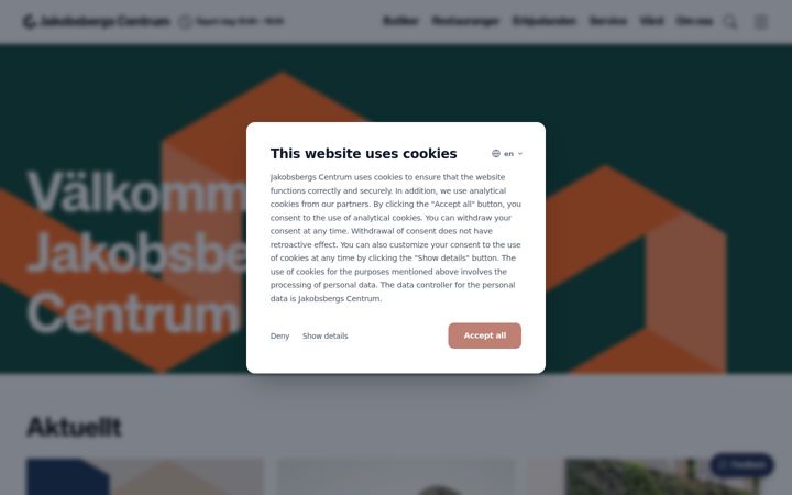 Screenshot of jakobsbergscentrum.se