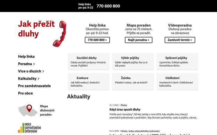 Screenshot of jakprezitdluhy.cz