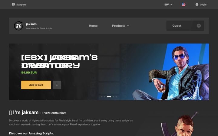 Screenshot of jaksam-scripts.com