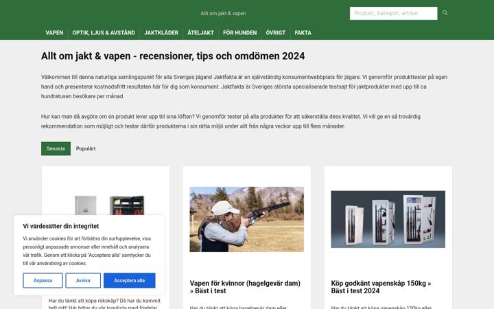 Screenshot of jaktfakta.se