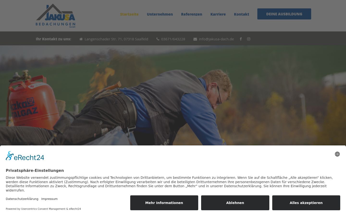 Screenshot des Einwilligungsbanners vor jeglicher Interaktion