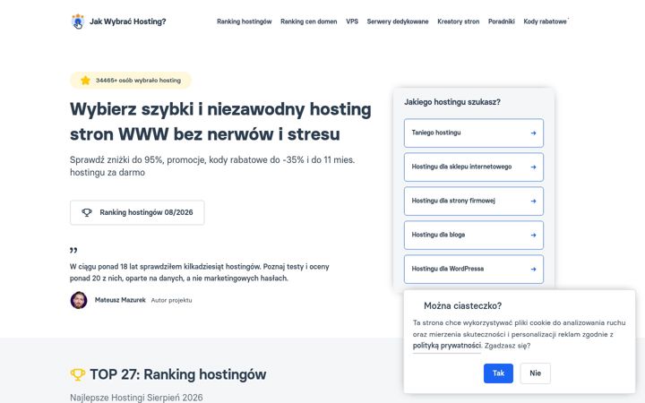 Screenshot of jakwybrachosting.pl