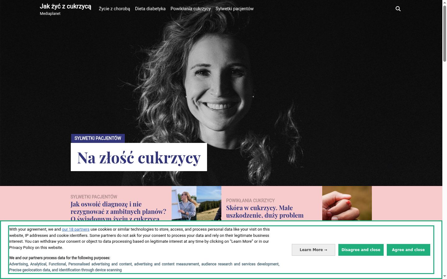 Snimka zaslona bannera za privolu prikazanog prije bilo kakve interakcije