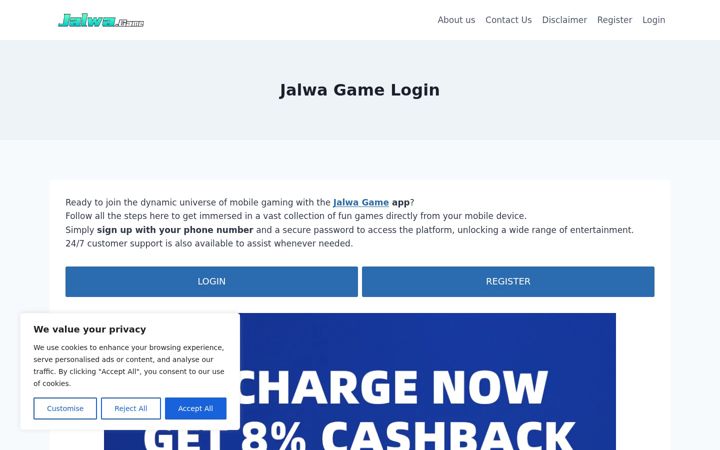 Screenshot of jalwagamein.com