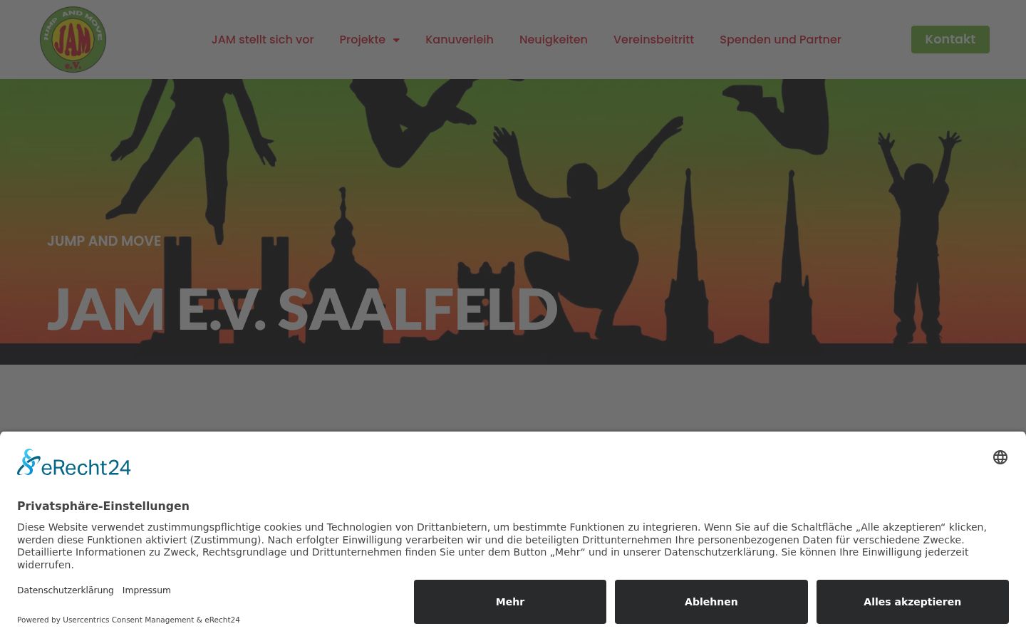 Screenshot des Einwilligungsbanners vor jeglicher Interaktion