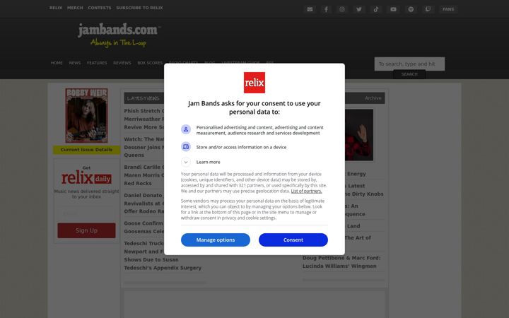 Screenshot of jambands.com