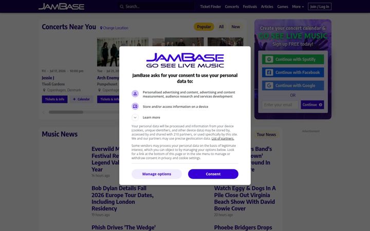Posnetek zaslona jambase.com