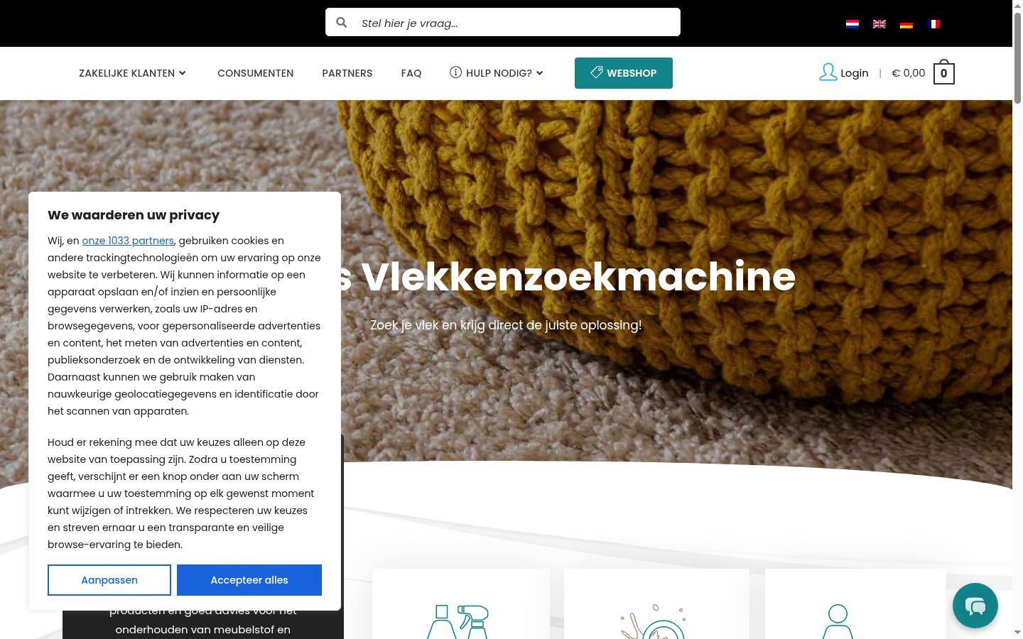 Képernyőkép a bármilyen interakció előtt megjelenő hozzájárulási bannerről
