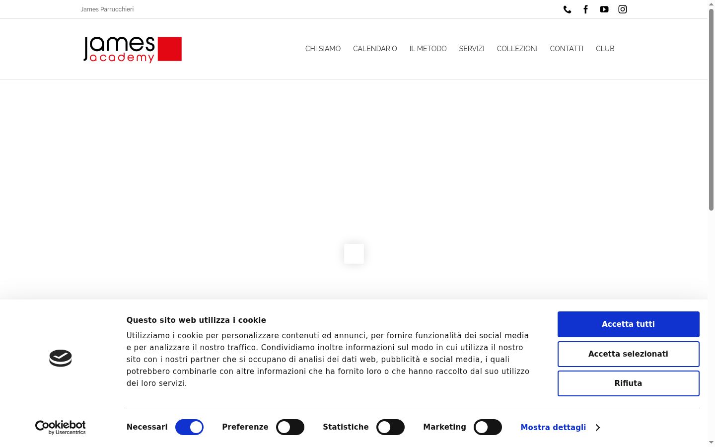 Screenshot del banner di consenso mostrato prima di qualsiasi interazione
