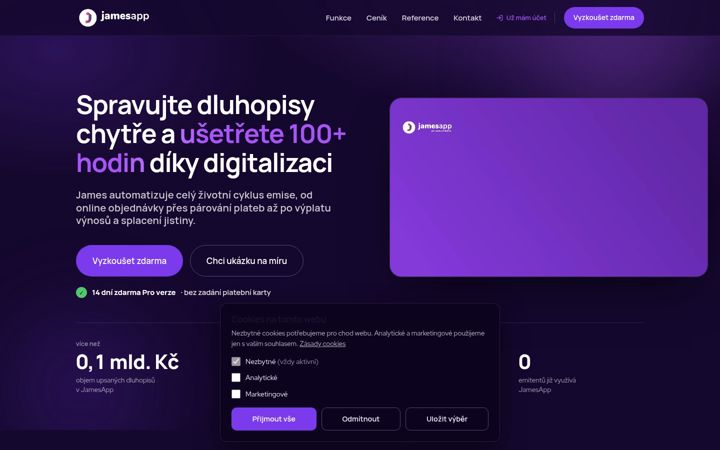 Screenshot of jamesapp.cz