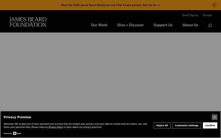 Screenshot stránky jamesbeard.org