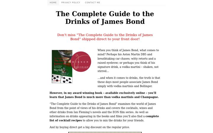Screenshot of jamesbonddrinks.com