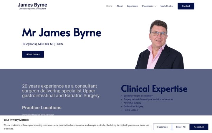 Screenshot of jamesbyrnesurgeon.com
