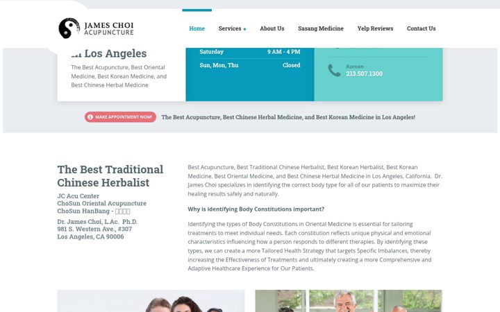 Screenshot of jameschoiacupuncture.com