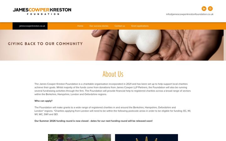 Screenshot of jamescowperkrestonfoundation.co.uk