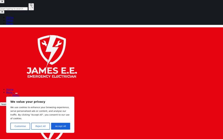 Screenshot of jamesemergencyelectrician.co.uk