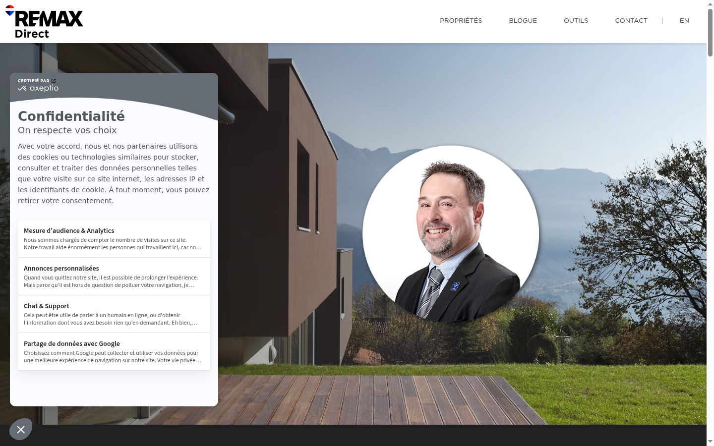 Screenshot des Einwilligungsbanners vor jeglicher Interaktion