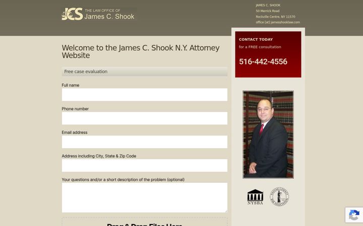 Screenshot of jamesshooklaw.com