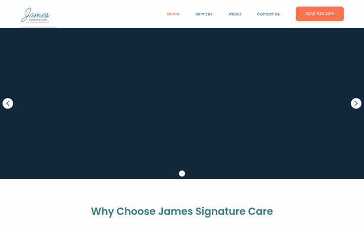 Screenshot of jamessignaturecare.co.uk