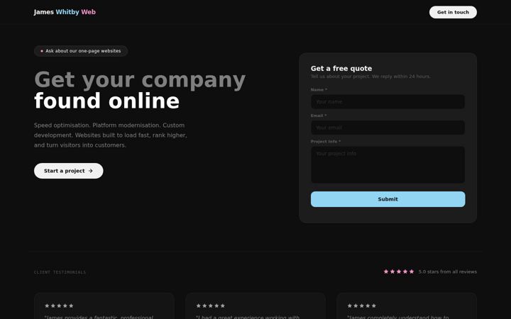 Screenshot of jameswhitbyweb.co.uk
