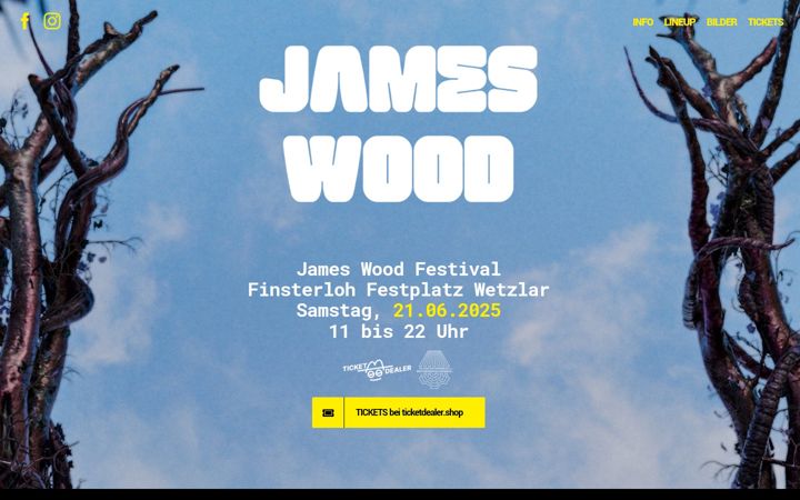 Captură de ecran a jameswood-festival.de