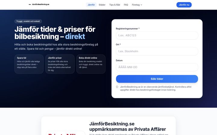 Screenshot of jamforbesiktning.se