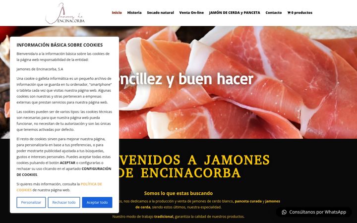 Screenshot of jamonesdeencinacorba.es
