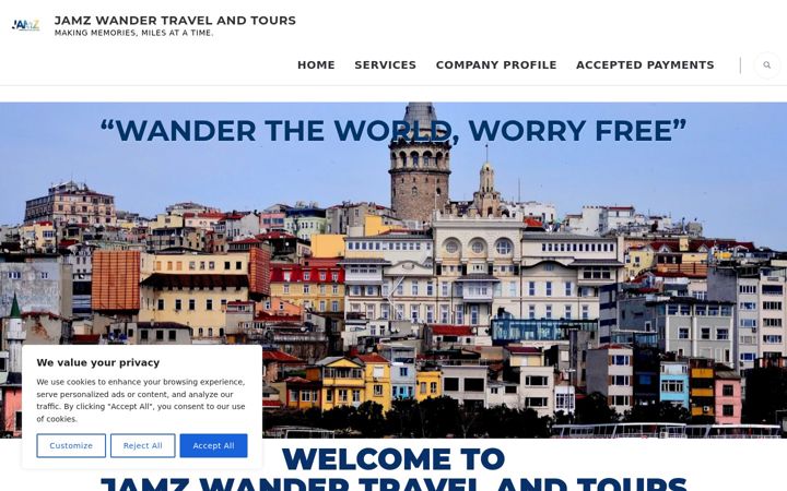 Screenshot of jamzwandertravelandtours.com