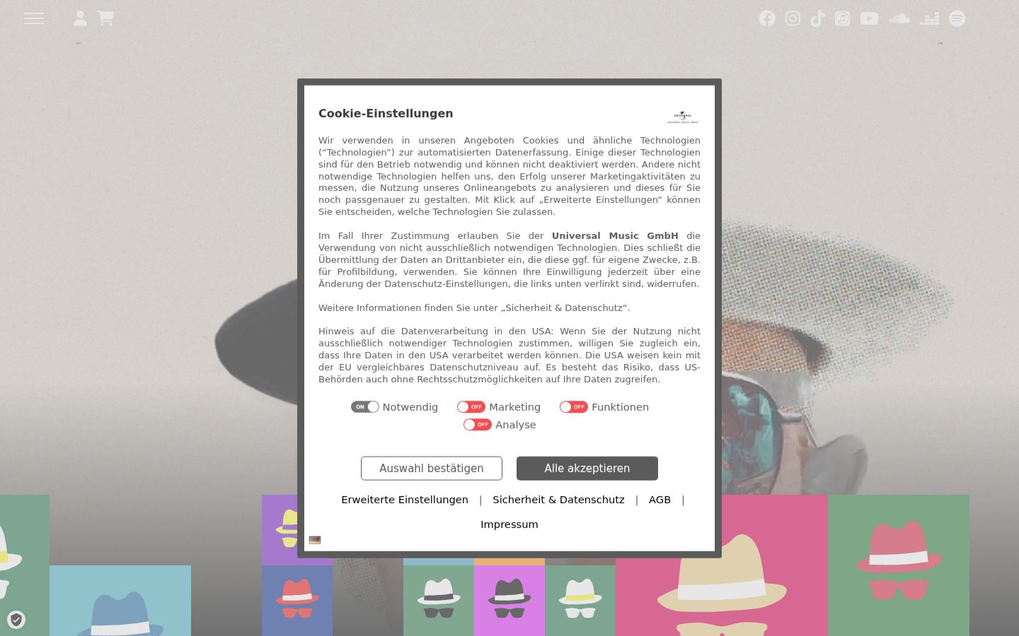 Captura de pantalla del banner de consentimiento mostrado antes de cualquier interacción