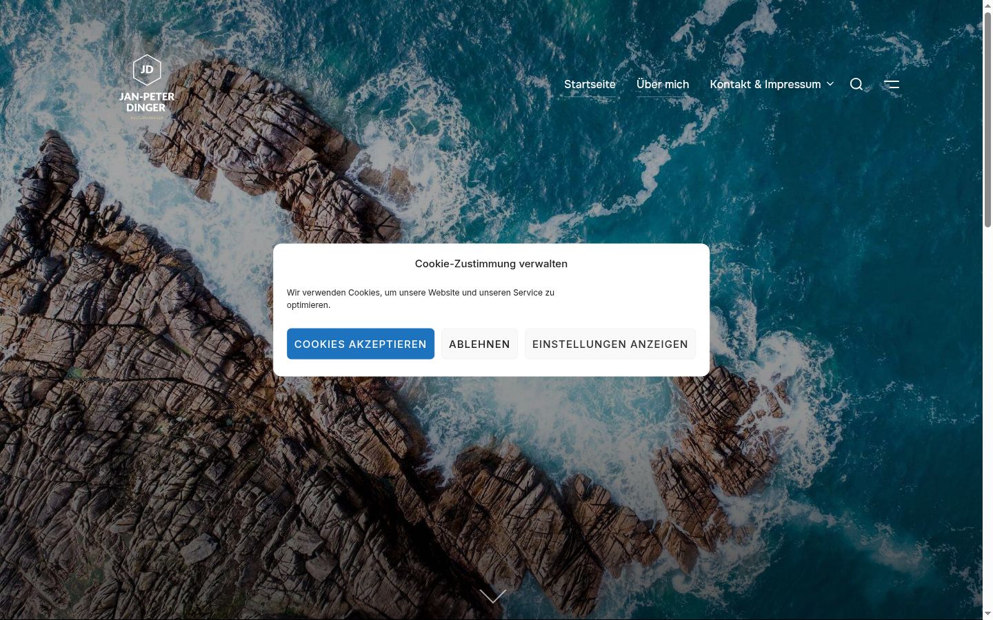 Captura de pantalla del banner de consentimiento mostrado antes de cualquier interacción