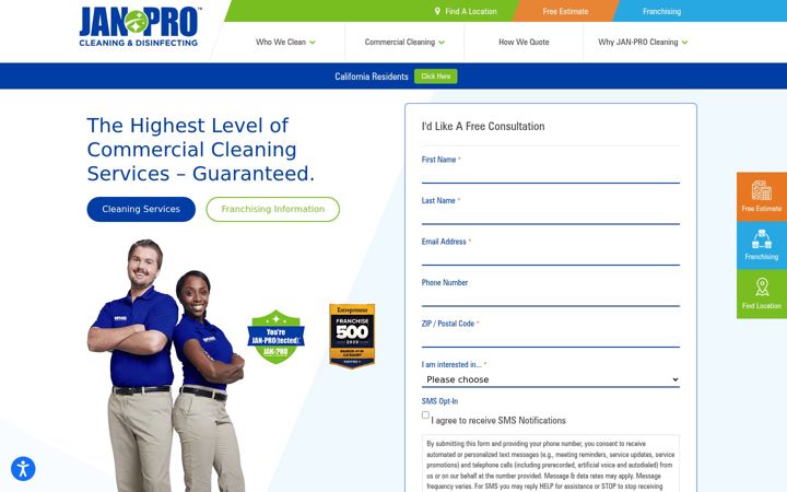 Screenshot of jan-pro.com